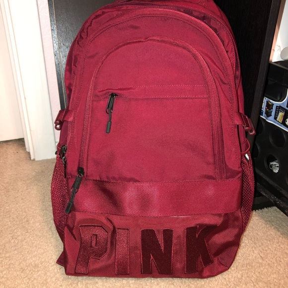 pink collegiate backpack red